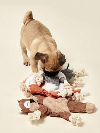 Interactive Animal Shaped Plush Dog Toy Squeaky Plush Chew Toy With BB Sound And Teeth Cleaning Pets Supplies For Dogs