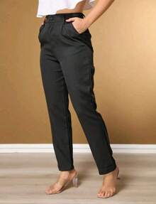 Women's Basic Tailored Trousers, Elegant Social Style - 黑色 - 查看 4
