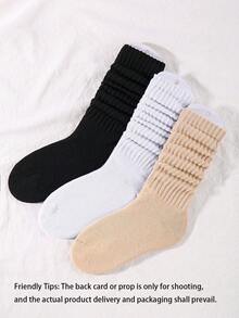 1/3/6/10双装随机糖果色女士秋冬宽松针织袜，舒适保暖透气，时尚百搭，是远足、返校、万圣节和圣诞节的完美礼物，温暖舒适。 - 彩色 - 查看 21