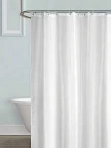 Tenda da doccia grande (1 pezzo), con ganci, impermeabile e rinforzata, accessorio doccia per la casa, tenda da doccia bianca, tenda da doccia impermeabile e rinforzata di colore unito, adatta per vasca da bagno, tenda da doccia larga e grande, tenda da doccia impermeabile, tenda da doccia per bagno a prova di muffa di colore unito, tenda ondulata trasparente, di lusso per la casa, con ganci, rinforzata e pieghevole a forma di S - Bianco - Visualizzare 6