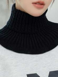 1pc Women's Turtleneck Scarf, European & Korean Style Warm Knitted Thick Neck Warmer, Twist Pattern