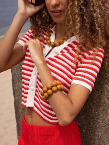 1 Set de 3 Collares, Pulseras y Juego de Joyas Hechas a Mano con Cuentas Geométricas Redondas de Plástico Estilo Bohemio, Regalo para Mujeres, Uso Diario