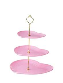 1pc 3-Tier Heart Shaped Cupcake Stand, Plastic 3-Layer Tray, Dessert Fruit Food Cup Cake Display Rack, Suitable For Wedding, Christening, Christmas, Valentine's Day Tea Party And Other Occasions - Multicolor - View 5