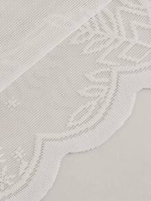 1pc Christmas Lace Trim Sheer Curtain, Rod Pocket Design, Privacy Filtering, Elegant For Living Room, Study, Dining Room, Etc. | Christmas Decor