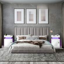 SUN YEE Bedside Table Nightstand Station Side Table Storage Cabinet White - White - View 6