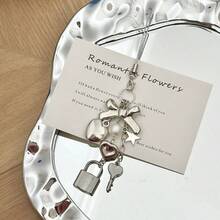 1 Piece, Lifetime Lock Love Ins Wind Mobile Phone Pendant, Personalized Bow Shows Exquisite, Creative Design Contains Intention, Can Be Used As Mobile Phone Case Pendant, Suitable For Backpack Buckle, Pendant Key, Daily Matching Is Super Unique - Khóa chặt tình yêu của bạn suốt đời [Kiểu khóa cửa] - Xem 2