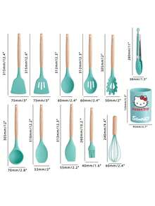 Sanrio مجموعة أدوات مطبخ سيليكون غير لاصقة مكونة من 12 قطعة، تتميز بمقابض مانعة للانزلاق باللونين الأسود والبني، تشمل مكشطة، خفاقة بيض، ملعقة، ملقط، ملعقة شوربة، مبشرة، ملقط، إلخ. مقاومة للحرارة وقوية، مناسبة لأدوات الطهي، مقاومة للخدش - مناسبة للخبز والقلي والغليان والبخار - هدية مثالية لعيد الميلاد وعيد الحب والتخرج والانتقال إلى منزل جديد