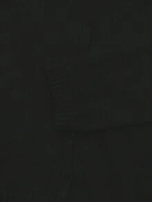 Women's Minimalist Solid Color Round Neck Button Up Long Sleeve Knit Cardigan Sweater, New Year - Black - View 5