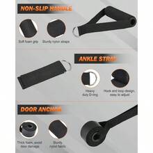 6Pcs Ligas de Resistencia para Ejercicio - 270lbs Bandas de Resistencia para Pull Up con Asas, Tubulares Bandas Elsticas con Ancla de Puerta, Correas de Tobillo, Bolsa y Pster - Multicolor (rojo/negro/plata/azul/morado/rosa) - Ver 5