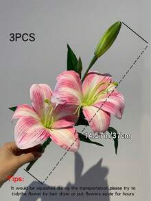 1/3 支人造百合花枝，简约涤纶仿真花，家居装饰 - 彩色 - 查看 12