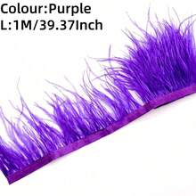 1M 8-10cm White Black Peacock Blue Ostrich Feather Trim - 3 Colors Artificial Feathers For DIY Crafts, Costumes, Wedding & Party Decorations