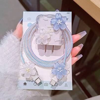 Étui de protection de chargeur minimaliste à motif floral, convient pour les séries Apple 14/13/16/15, chargeur rapide 20W, cadeau idéal