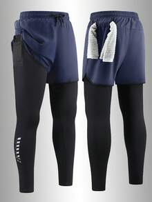 Men's Sporty Casual Long Pants For Spring And Summer, Double-Layer Running And Fitness Long Pants.