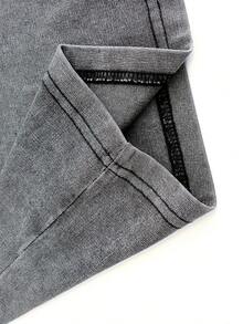 Retro Washed T-Shirt Double Sided Printed (230 Pure Cotton T-Shirt) 'HE CALLED ME TO FISH'  Letter And FISH Pattern Print, Mens TShirt, Mens Shirt Casual, Comfortable, Fashionable T-Shirt, Street Style Cotton - 灰色 - 查看 4