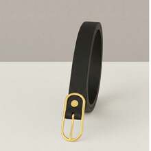 Women's Casual Plus Size Genuine Leather Belt Elegant Gold Oval Buckle For Looks - 黑色 - 查看 5