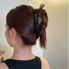 1件欧美时尚纯色发爪，INS风别致坏女孩发爪夹，秋季发饰，优雅发夹，适合冬季度假装扮，夏季海滩风情。 - 咖啡 - 查看 5