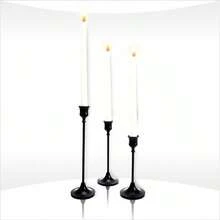 Candlestick Holders Set Of 3, Black Taper Candle Holders, Vintage Modern Decorative Centerpiece Table, Mantel, Wedding, Housewarming