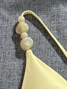 Ladies' New Summer Clothes - Elegant Vintage Sexy Romantic Rhinestone Embellished Wine Red, Aubergine, Deep Chestnut Red Ladies' Swimwear Bottoms, Holiday/Beach Wear Tie Bikini Bottoms Swimsuit - Light Yellow - View 8