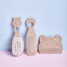 3件套婴儿熊造型梳子套装，包含发刷、沐浴刷、新生儿乳痂刷、卡通熊造型梳理套装 - 彩色 - 查看 7