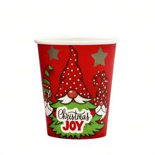 50 piezas Tazas de papel de 9 onzas para chocolate caliente o café de Navidad, con diseños de Papá Noel, muñeco de nieve y renos en 5 patrones festivos, ideales para fiestas navideñas, Año Nuevo, oficina o regalos, de gran capacidad y aptas para bebidas calientes y frías