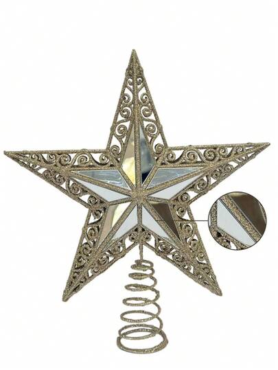 1 pieza Estrella de árbol de Navidad de espejo de 11.8 pulgadas, Decoración de árbol de Navidad brillante para fiesta de invierno y decoración del árbol de Navidad, Decoraciones navideñas para el hogar, Regalos de Navidad, Decoración navideña