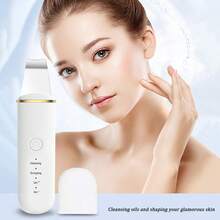 超声波洁面仪 - USB 充电，带振动功能的面部刮痧仪，去黑头，提拉去角质喷嘴，经济实惠的护肤设备，硅胶头可按数量选择 - 彩色 - 查看 5