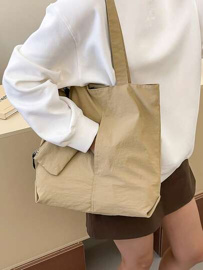 New Lightweight Foldable Reversible Large Capacity Fashionable Shoulder Bag, Versatile For Cross-Border E-Commerce