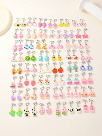 12pcs/24pcs/36pcs/48pcs No Piercing Clip-On Earrings, 3D Floral, Plant, Animal Shaped, Cute & Elegant Design, Suitable For Daily Wear And Holiday Decoration