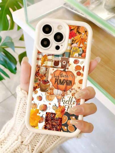 1 pezzo Custodia protettiva per telefono in silicone morbido opaco con grafica alla moda di zucca autunnale, anti-impronte digitali e antiurto, compatibile con 16/16Pro/16Plus/15/15ProMax/15Pro/11/12/13/14ProMax/11Pro/11ProMax/12Pro/12ProMax/13Pro/13ProMax/14Pro/14ProMax/16ProMax/16/16Pro/16Plus