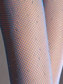 New Sexy Rhinestone Fishnet Stockings For Women, Thin Hollow Out Pantyhose Lingerie - Royal Blue - View 1
