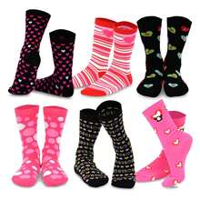 Valentine's Day Socks For Women 6-Pairs - Women's Crew Socks Heart Love Pattern - CottonCasual Dress Socks - Gift Idea For Her - Size 9-11 - 如圖716 - 查看 1