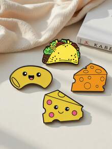 1/4pcs Cartoon Cheese Brooch, Luxurious Realistic Food Lapel Pin, Alloy Resin Cartoon Clothing & Bag Decor Badge