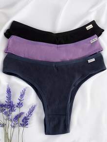 Bộ 3 chiếc quần lót nữ bằng cotton nguyên chất, kiểu dáng cạp chữ V, màu trơn, mềm mại. - Nhiều màu - Xem 2