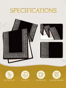 1/2/4/6/8 Pcs Set - Elegant Minimalist Solid Black Placemats, Table Runners, Simple Chinese Style Design - Suitable For Holiday Banquets And Daily Kitchen, Dining Room, Coasters, Rectangular Decor, Home Decor, Perfect Gift Placemats, Party Placemats, Fireplace Mantel Scarf Fireplace Decor, Glass Door Window Curtain Decor, Home Decor, Entryway Decor, Dining Table Decor, Room Decor, Bed Scarf, New Year Decor, Year Of The Horse Decor. - Black - View 9