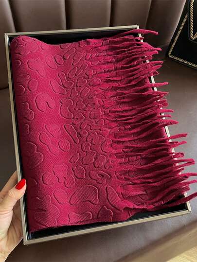 وشاح صوف سميك بنقشة الفهد ذو تصميم مخطط مربعات للخريف والشتاء، وشاح نسائي من الصوف البني الداكن الدافئ، وشاح أكريليك دافئ كالكشمير، وشاح بوهيمي كاجوال مقاوم للرياح، وشاح بطانية مريح، مناسب للارتداء اليومي