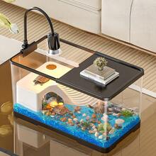 Turtle Tank With Basking Platform, Home Use Landscaping Turtle Habitat Tank, Suitable For Brazilian Turtles, Transparent Goldfish Bowl - Black - View 7