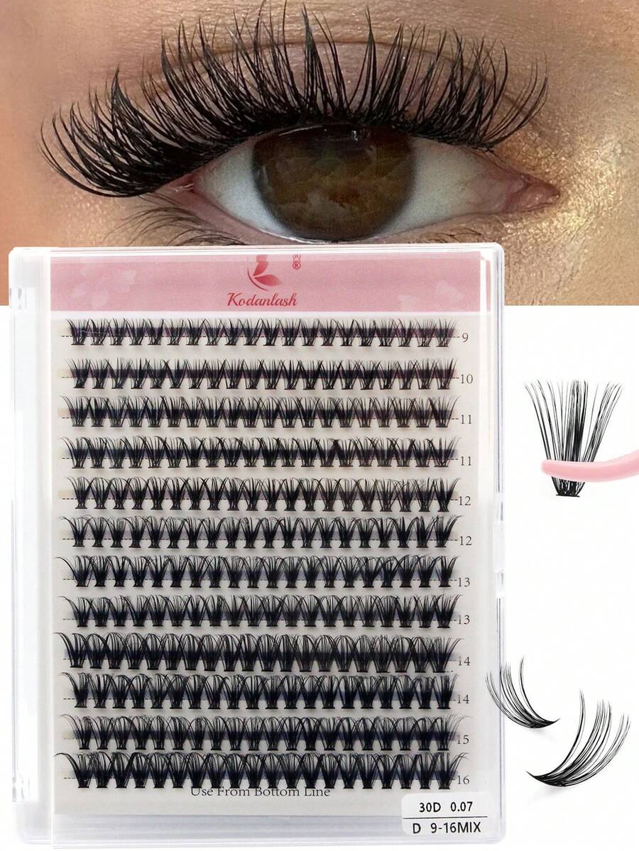 240Pcs 30D 9-16mm D Curl Cluster Lashes Individual Lashes Lash Extensions Clusters Lashes Soft&Natural False Eyelashes Individual DIY Eyelash Extension - 米色 - 查看 1