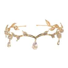 ​ ​ Baroque Court Style Crown Headpiece Handmade Inlaid Rhinestone Forehead Pendant Bridal Photo Party Artifact Vintage Princess Style Collectible Accessory ​ ​ - trắng - Xem 1