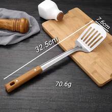 5pcs-Kitchen Utensils Set Professional Slotted Spoon, Soup Ladle, Turner, Spatula & Rice Scoop ETC. Suitable For Cast Iron Wok Cooking, Sauteing & Frying Vegetables And Meat,Christmas Festival Cooking Helpers - Màu gỗ - Xem 12