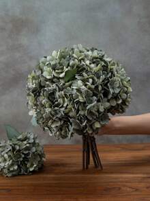 MEHELANY 6支仿真绣球花束，假花植物，房间装饰，秋季花园装饰，餐桌装饰，生日派对装饰，婚礼花篮，新娘捧花，家居装饰，餐厅，卧室，窗台装饰，花瓶装饰，情人节礼物，新年装饰，户外花园，返校季 - 綠色 - 查看 3