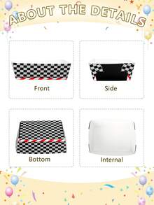 10pcs/20pcs/50pcs Racing Car Party Paper Food Trays Black And White Checkered Paper Trays Nacho Boats Plates Game Day Serveware Bulk Race Themed Food Tray Snack Party Baskets Supplies For Race Theme Birthday Babe Shower Party Supplies - Black and White - View 7