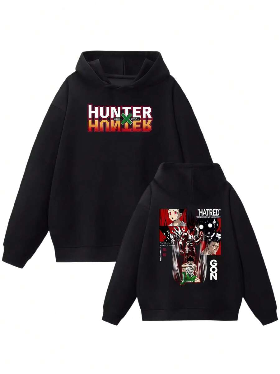 Hunter X Hunters GON.FREECSS Manga Printed Hoodies For Men Women Harajuku Pullover Autumn Winter Long Sleeve Sweatshirts Clothing - 黑色 - 查看 1