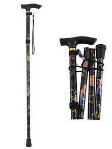 Foldable Hiking Pole, Aluminum Alloy Adjustable 5-Section Collapsible Walking Stick, Convenient For Outdoor Climbing, Trekking, Elderly Anti-Slip Cane