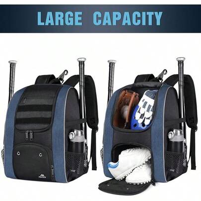 Mochila Béisbol para Adultos y Jóvenes: Hombre, con Gran Capacidad para Béisbol, Guantes, Casco, Batuta y Zapatos, Tamaño 40L, Regalo Deportivo al Aire Libre