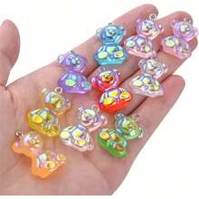 20/100 件棕色树脂卡通泰迪熊吊坠可爱蝴蝶结泰迪熊 DIY 珠宝配件、耳环、项链、手链装饰材料、钥匙扣吊坠 DIY 工艺品 - 棕色 - 查看 5