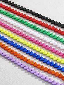 1 pieza Collar de resina con cuentas de corazón geométrico de estilo bohemio, joyería hecha a mano como regalo para mujeres, para uso diario