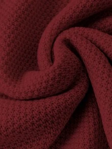 Áo len cổ tròn màu trơn thường ngày cỡ lớn - Màu Đỏ Sâu - Xem 8