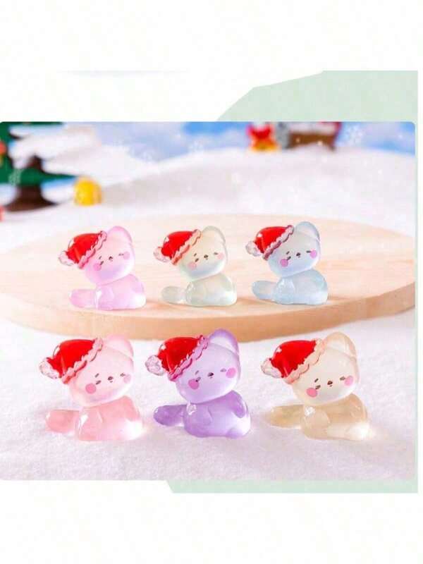 6pcs/10pcs/20pcs Cute Luminous Christmas Cats Mini Display Decorations, Blind Box Items, Desktop/Car Accessories, Garden Crafts, Moss Landscape, Photography Props, Random Color Delivery Christmas