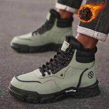 Botas para hombre, nuevas botas de otoño/invierno, botas amarillas, botas forradas térmicamente - Verde - Ver 1