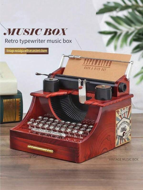1pc- Retro Nostalgic Old Typewriter Music Box Music Box Home Decoration Birthday Gift,(Some Parts May Be Random), Holiday Necessities, Autumn, Thanksgiving, Christmas, Carnival, National Day, Autumn, Independence Day,(Random Style Shipped)